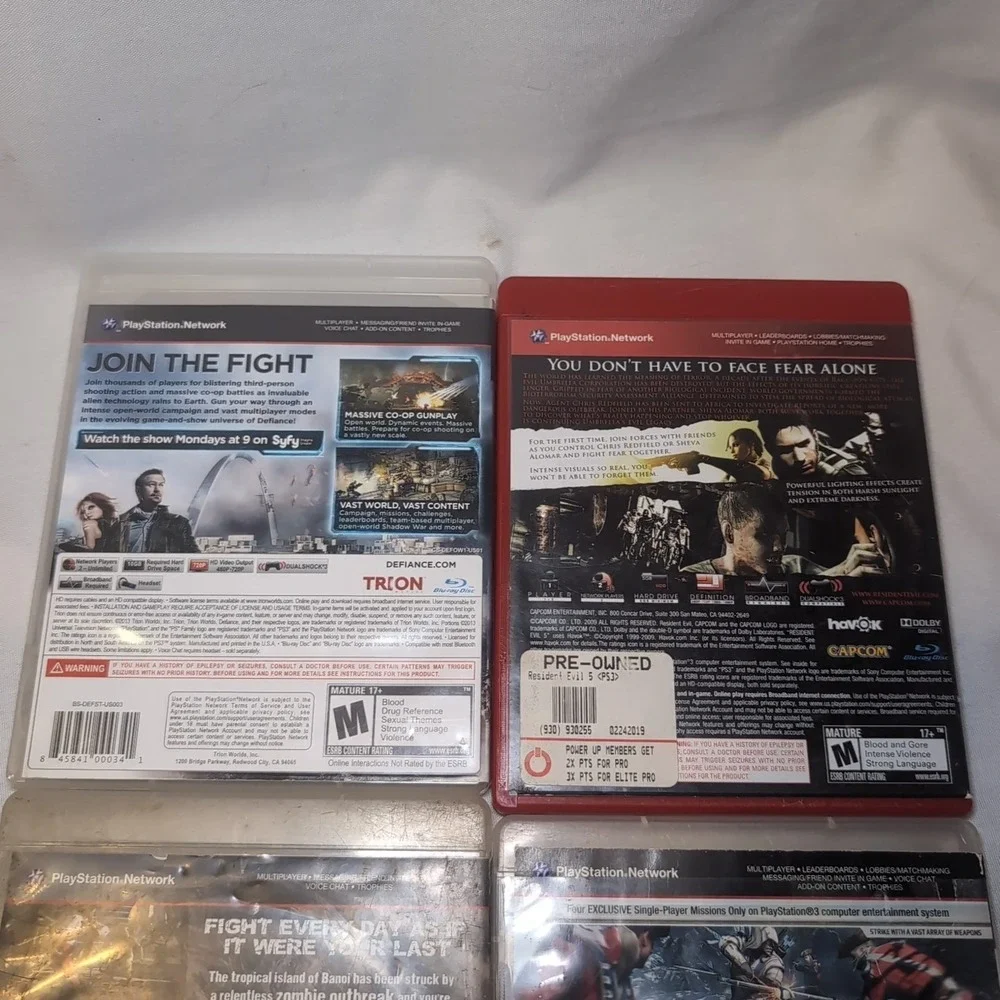 Assassin's Creed III 3, Defiance, Resident Evil 5, Dead Island Games Ps3